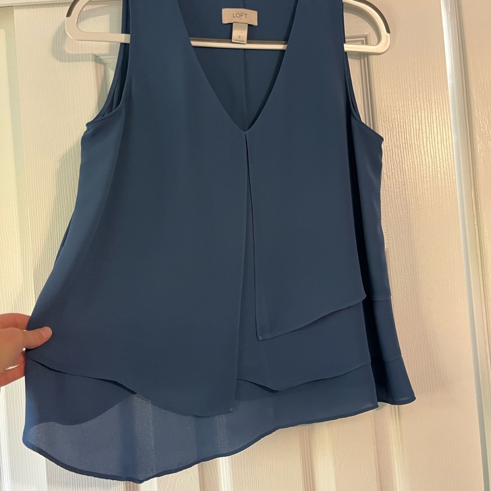 LOFT Women's Elegant Blue Layered Blouse